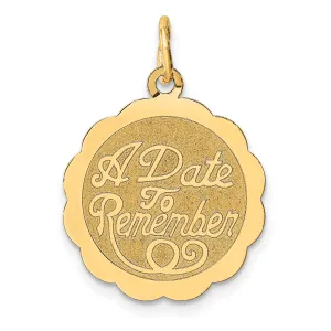 14kt Yellow Gold A DATE TO REMEMBER Disc Pendant
