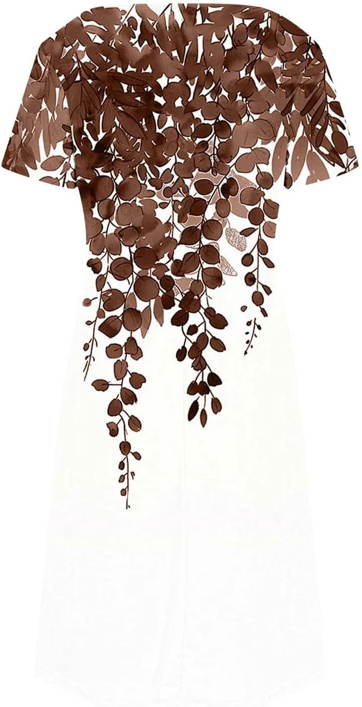 2025 Womens Summer Mini Dresses Casual Floral Shirt Dress Short Sleeve V-Neck Beach Sundress Pockets Swimsuit Coverup