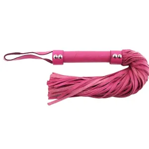 21 Inch Rouge Garments Pink Leather Flogger with Handle Loop