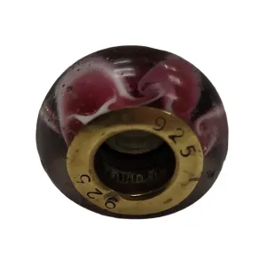 925 Silver Purple Murano Glass Charm 2.2g Preowned