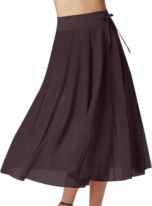 A Line Skirts Women Elastic Waist Front Drawstring Skirt Patchwork Lightweight Flowy Skirts Swing A-line Skirts