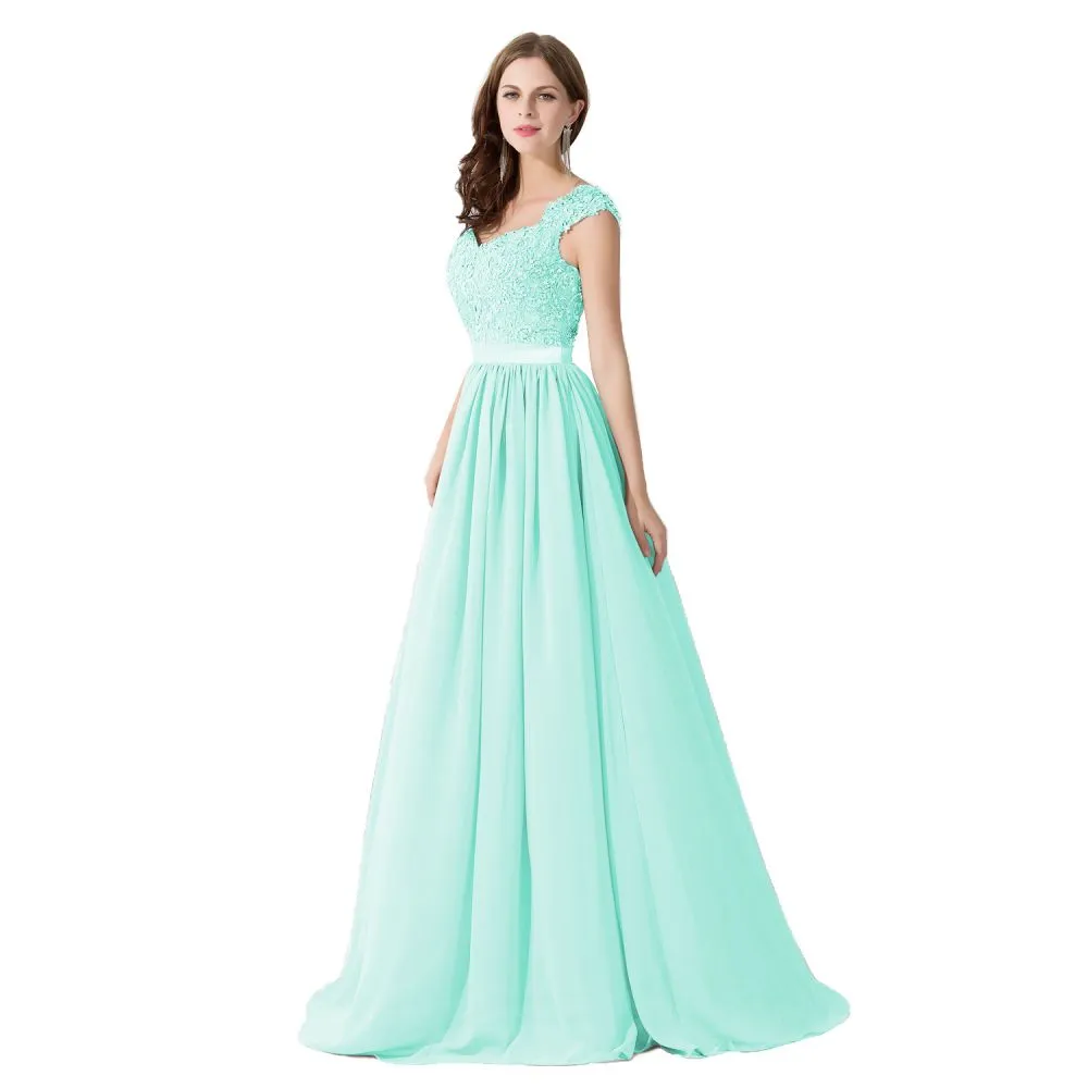 A-line V Neck Chiffon Bridesmaid Dress with Appliques