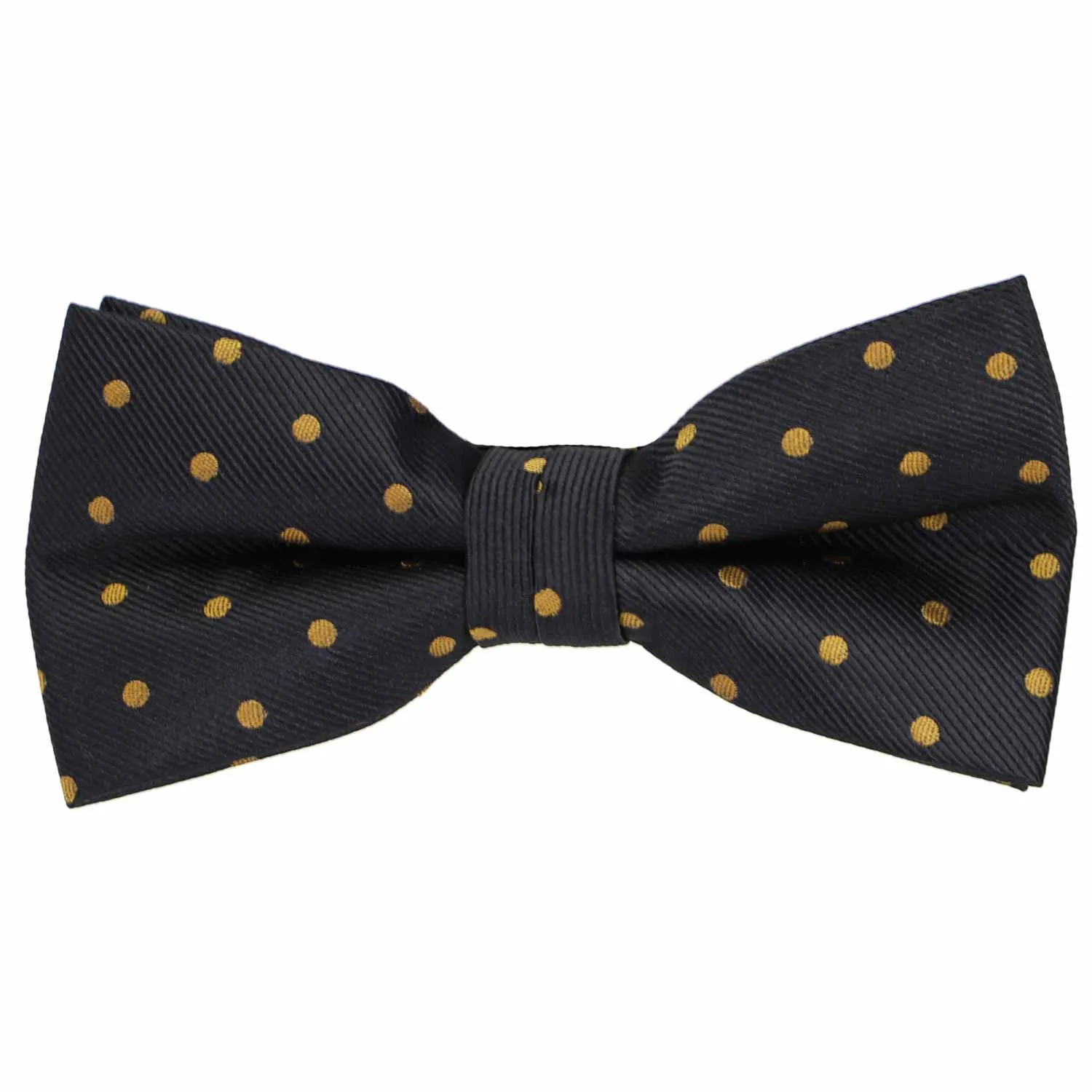 Black and Old Gold Polka Dot Bow Tie