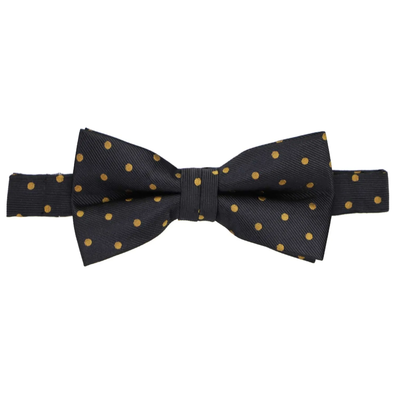 Black and Old Gold Polka Dot Bow Tie