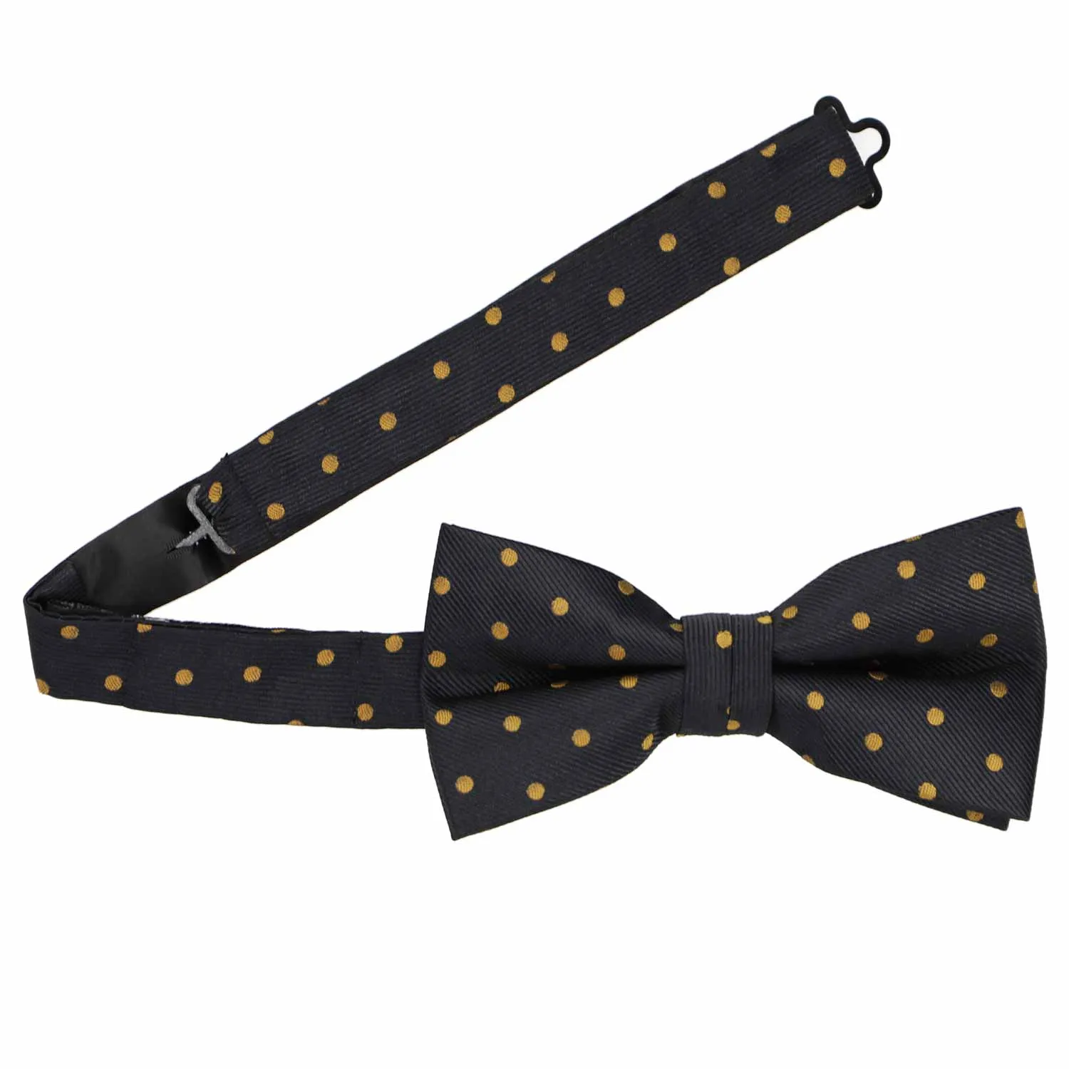 Black and Old Gold Polka Dot Bow Tie