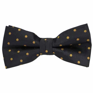 Black and Old Gold Polka Dot Bow Tie