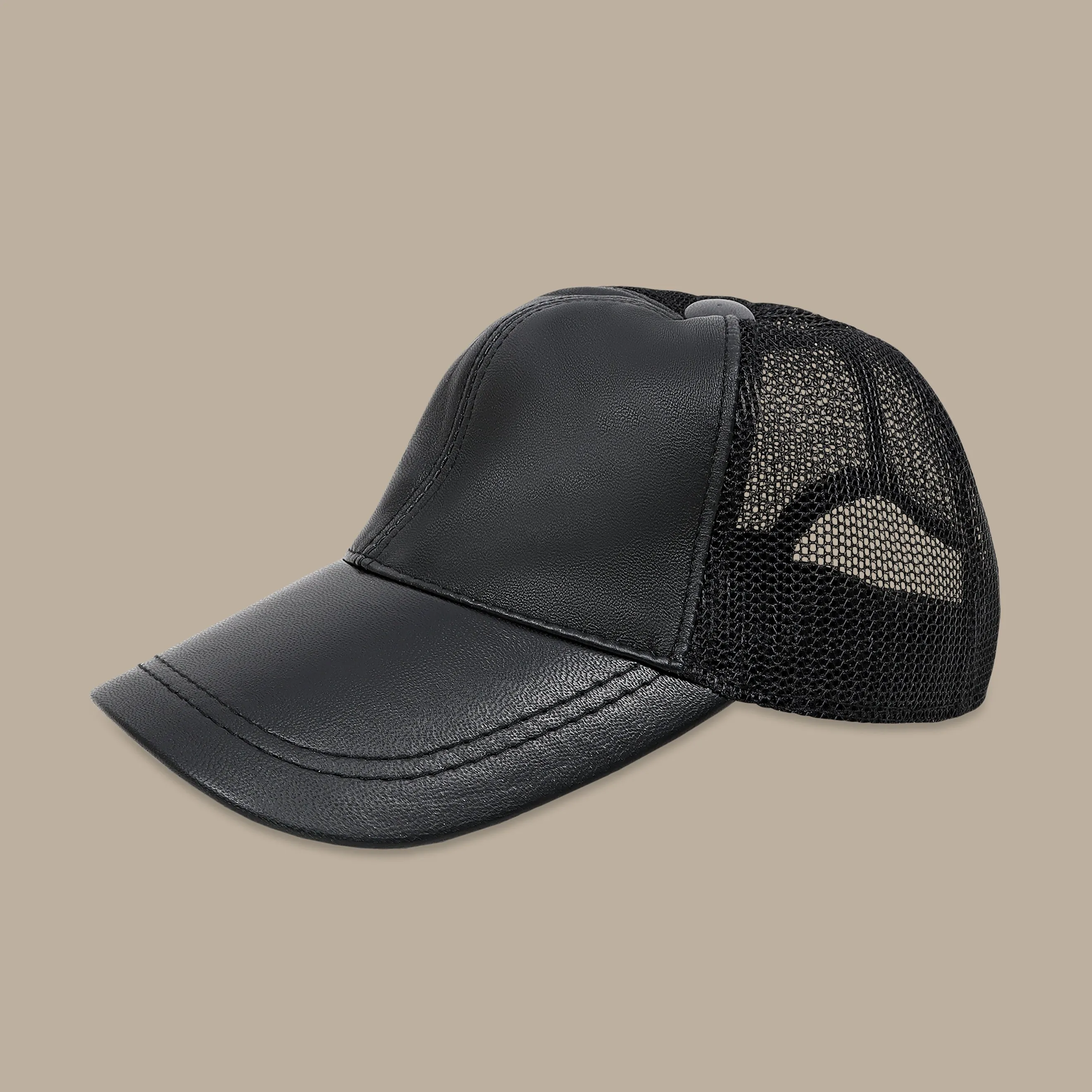 Black Half Leather Hat
