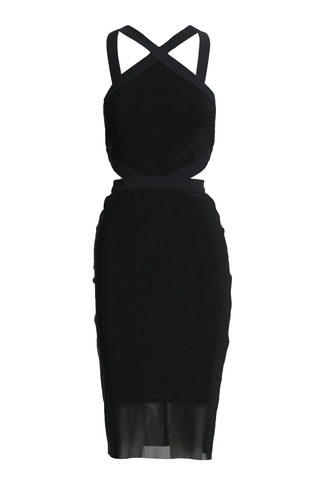 Black Halter Bodycon Cutout Dress