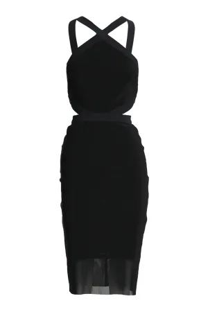 Black Halter Bodycon Cutout Dress