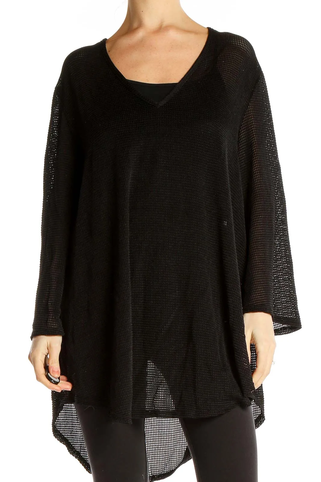 Black Mesh Oversized Tunic Top