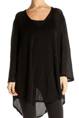 Black Mesh Oversized Tunic Top