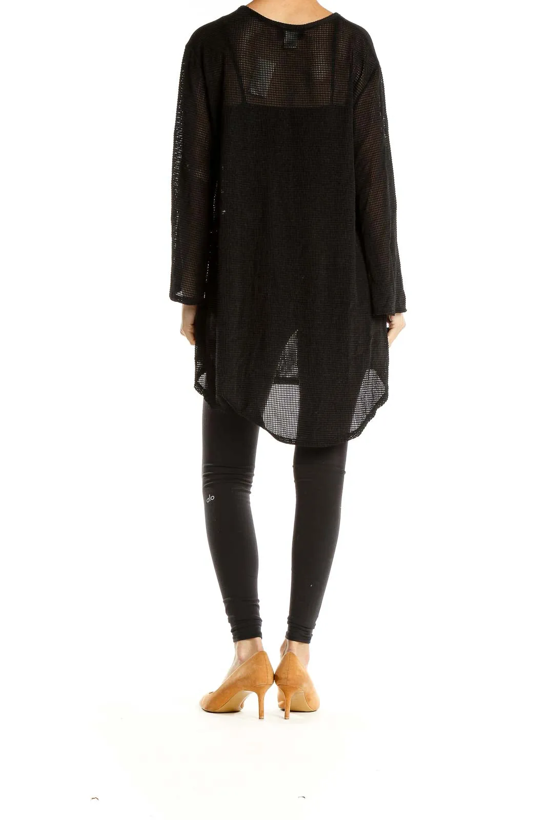 Black Mesh Oversized Tunic Top