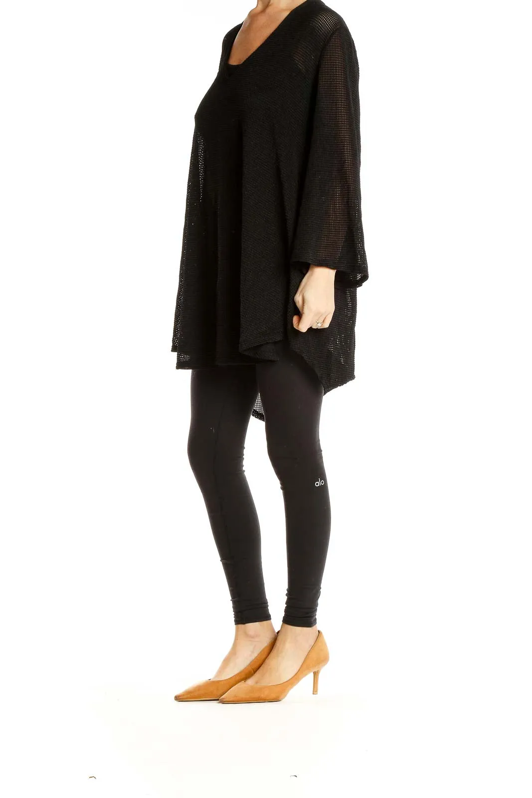 Black Mesh Oversized Tunic Top