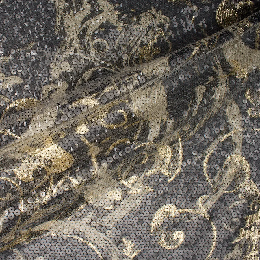 Black/Gold Sequinned Jacquard Organza