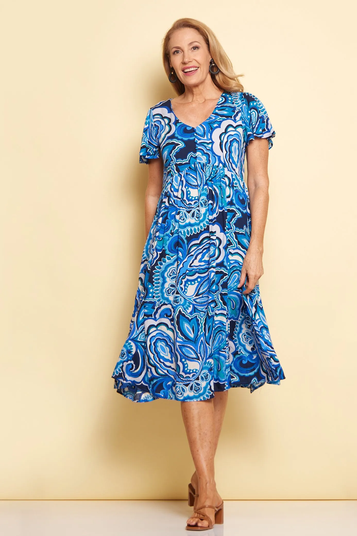 Brighton Dress - Ocean Paisley