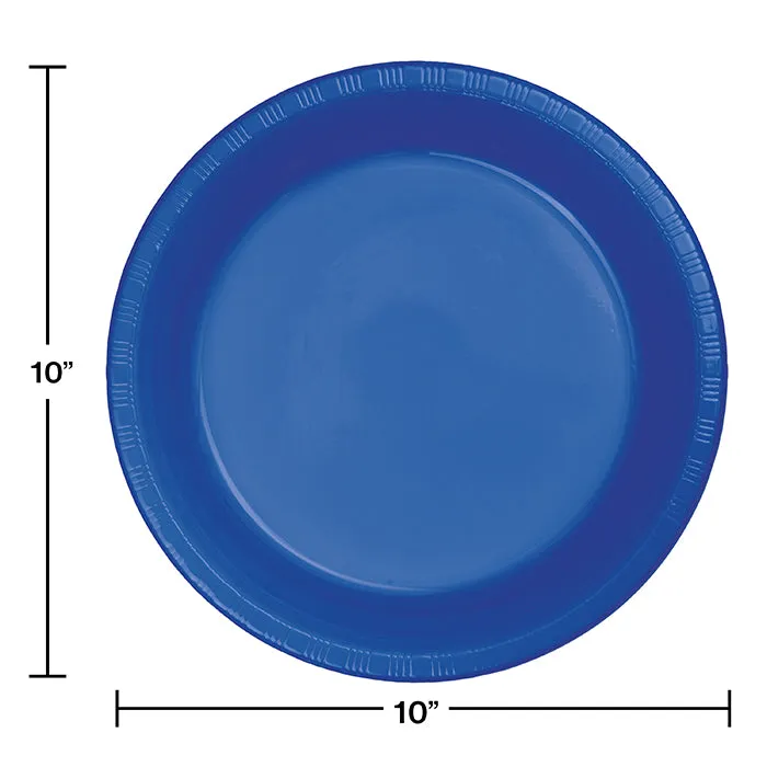 Bulk Cobalt Blue Plastic Banquet Plates 10.25 inch (240 per Case)