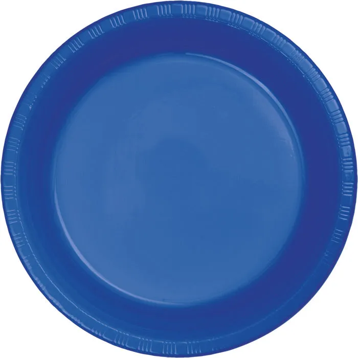 Bulk Cobalt Blue Plastic Banquet Plates 10.25 inch (240 per Case)