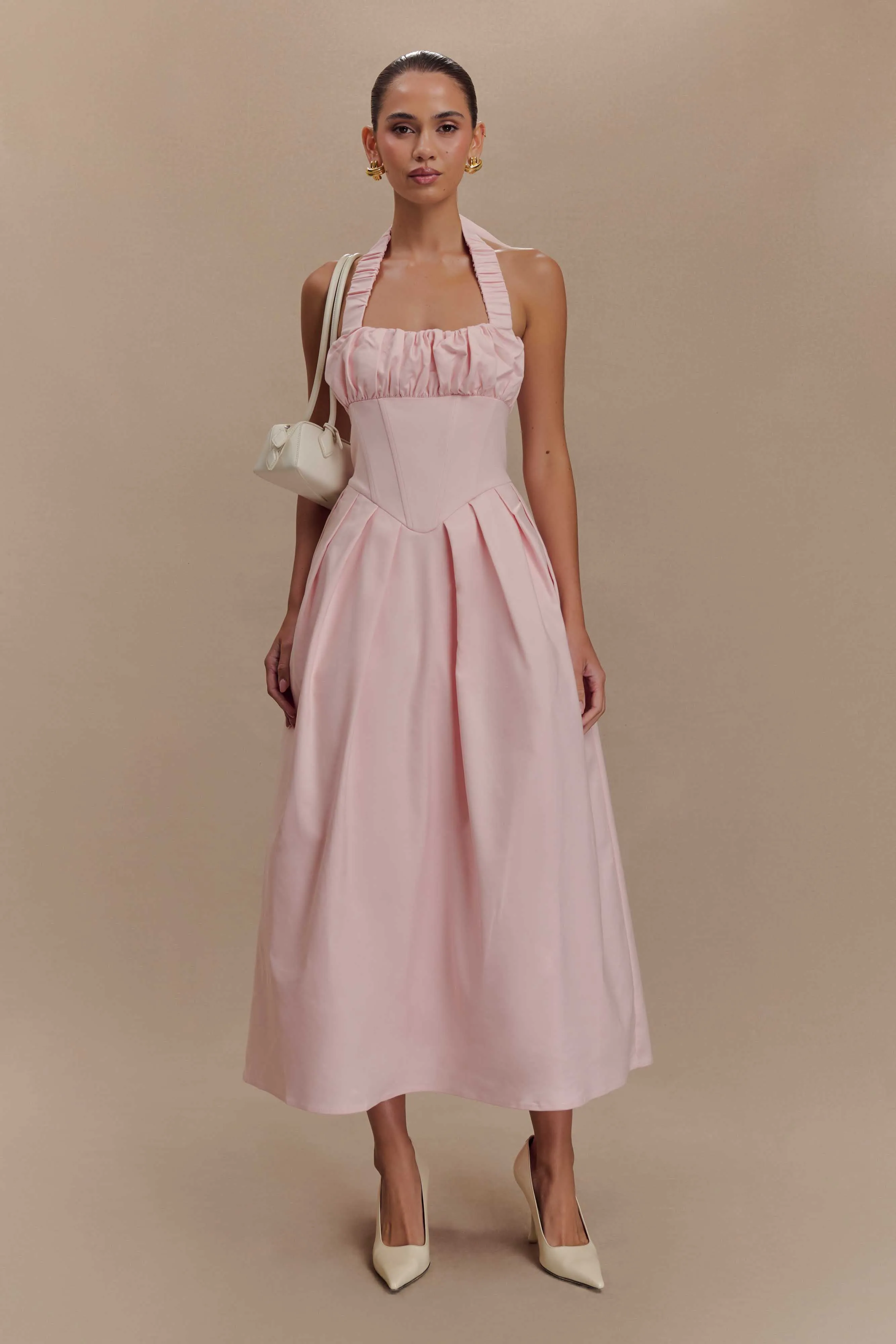 Candy Halter Midi Dress - Ballet Pink