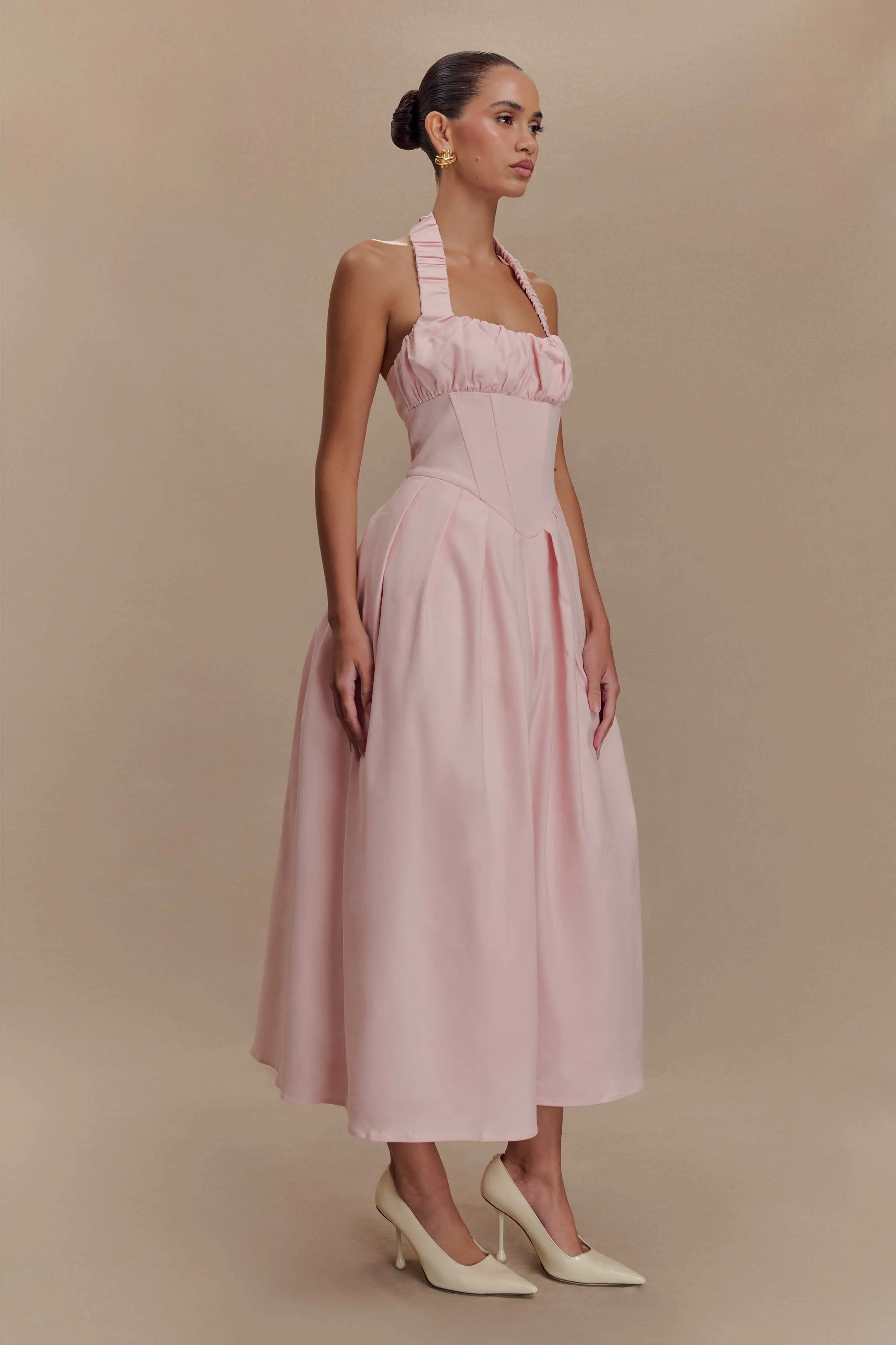 Candy Halter Midi Dress - Ballet Pink