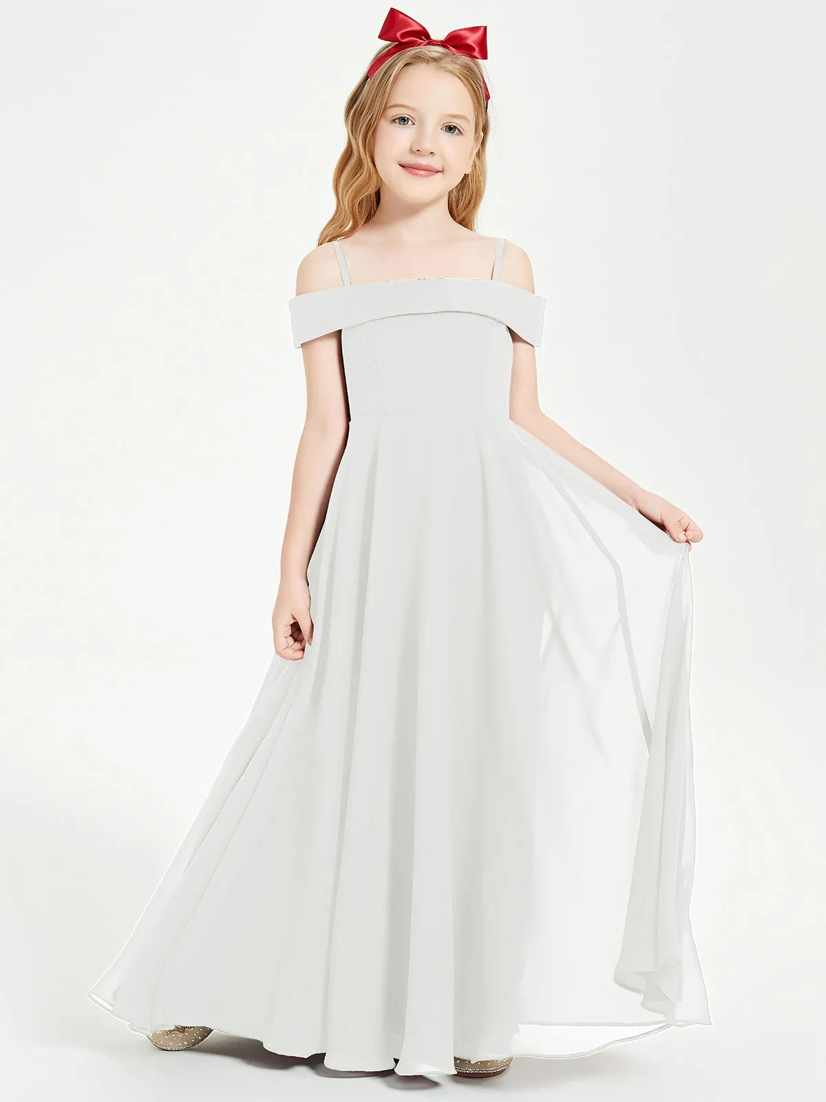 Chic Junior Bridesmaid Dresses Off the Shoulder Ivory