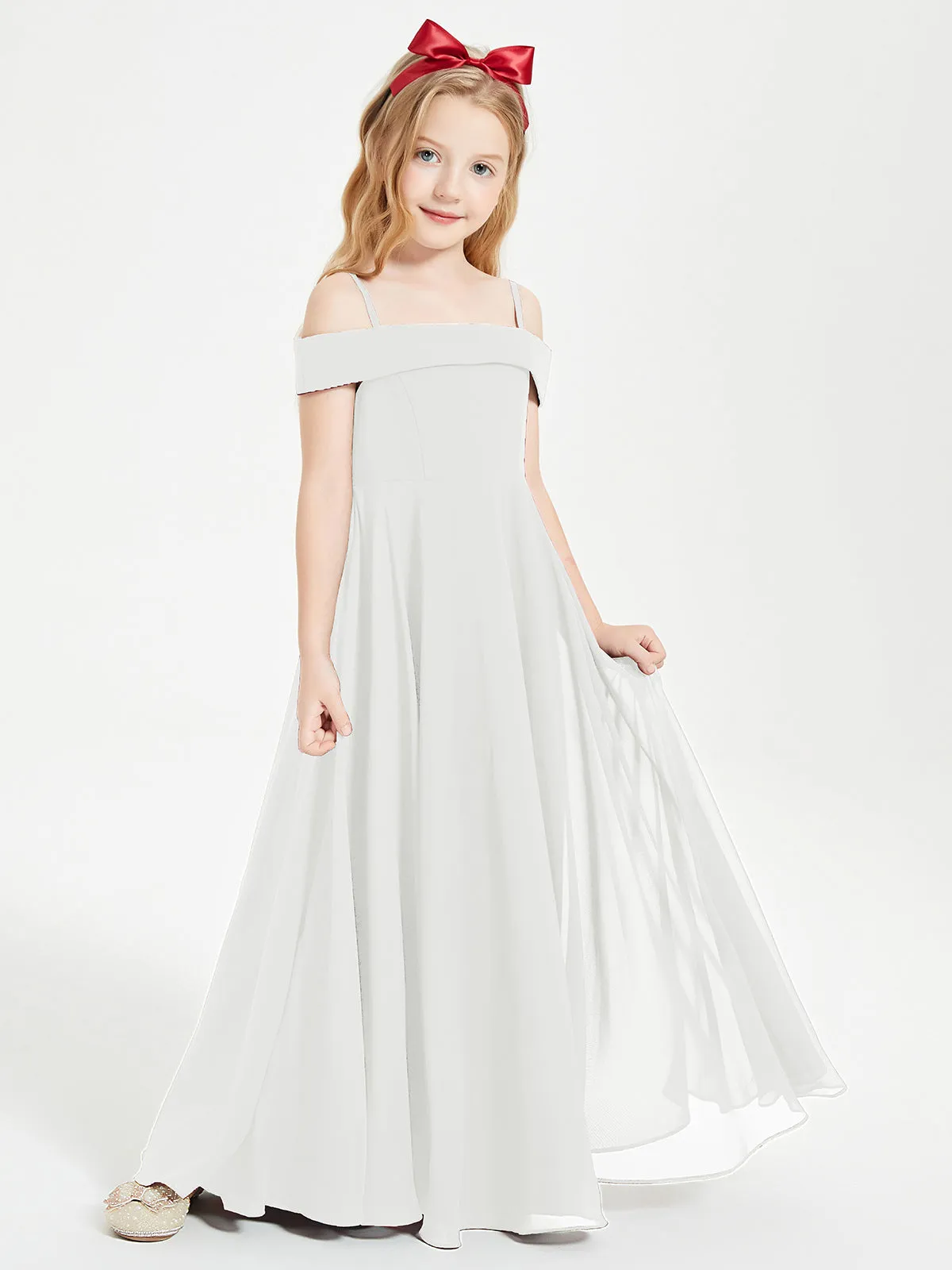 Chic Junior Bridesmaid Dresses Off the Shoulder Ivory