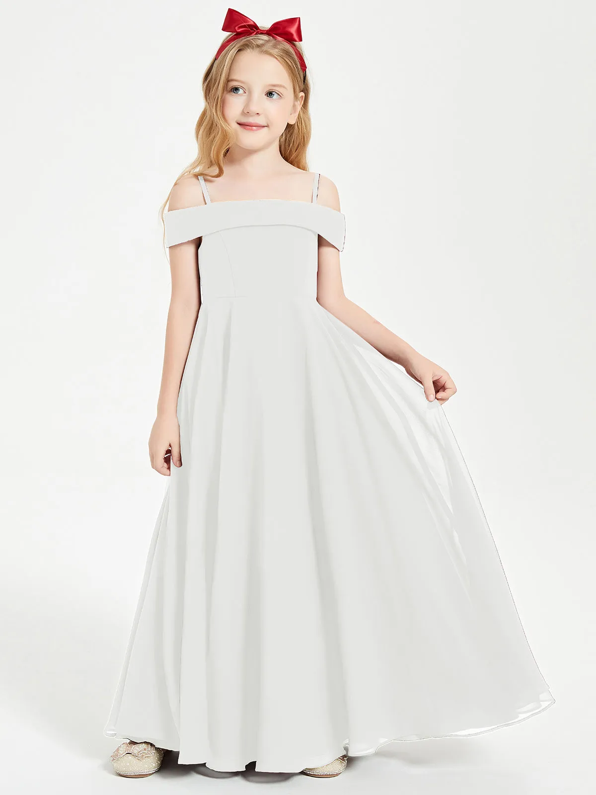 Chic Junior Bridesmaid Dresses Off the Shoulder Ivory