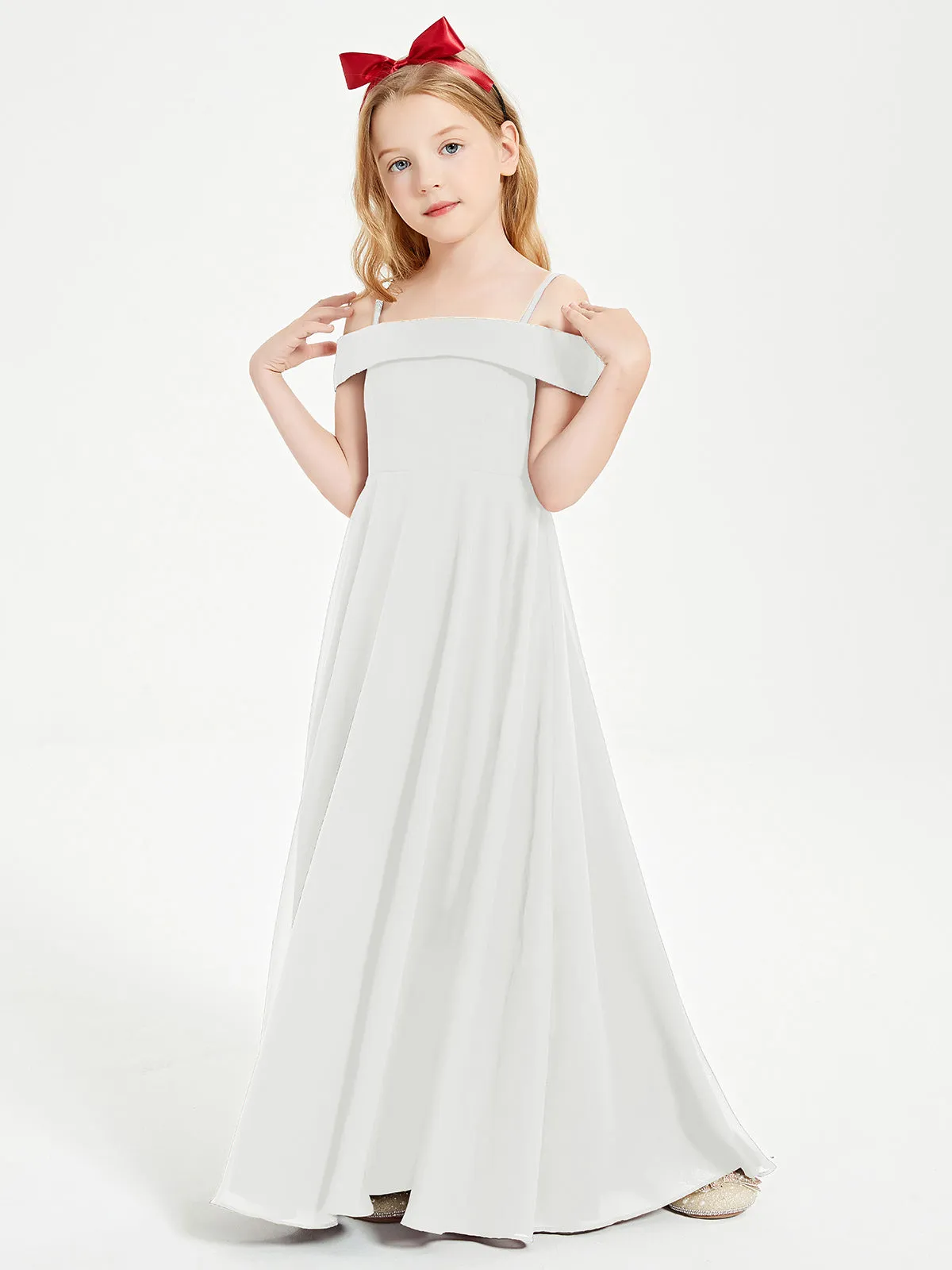 Chic Junior Bridesmaid Dresses Off the Shoulder Ivory
