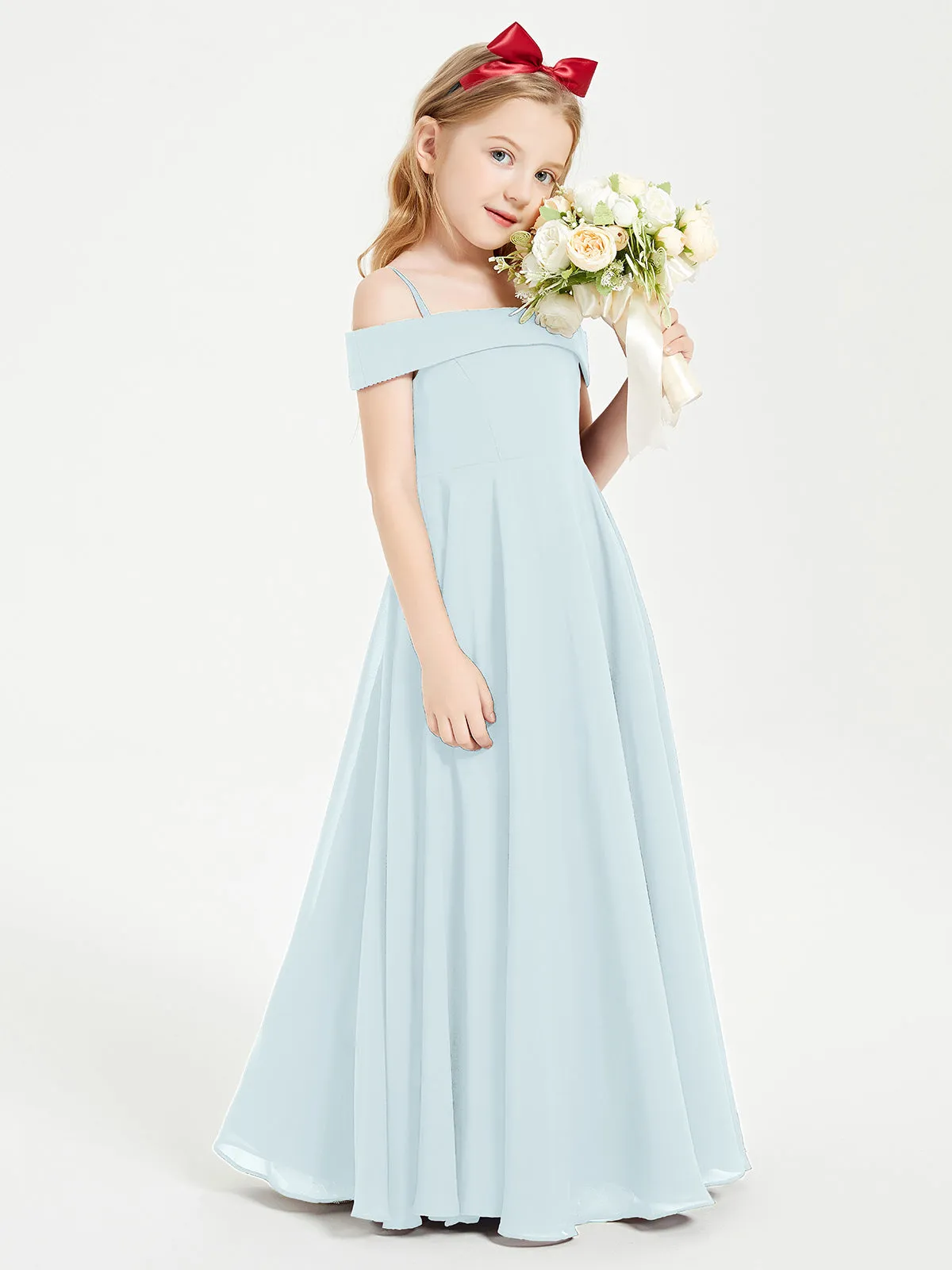 Chic Junior Bridesmaid Dresses Off the Shoulder Mist