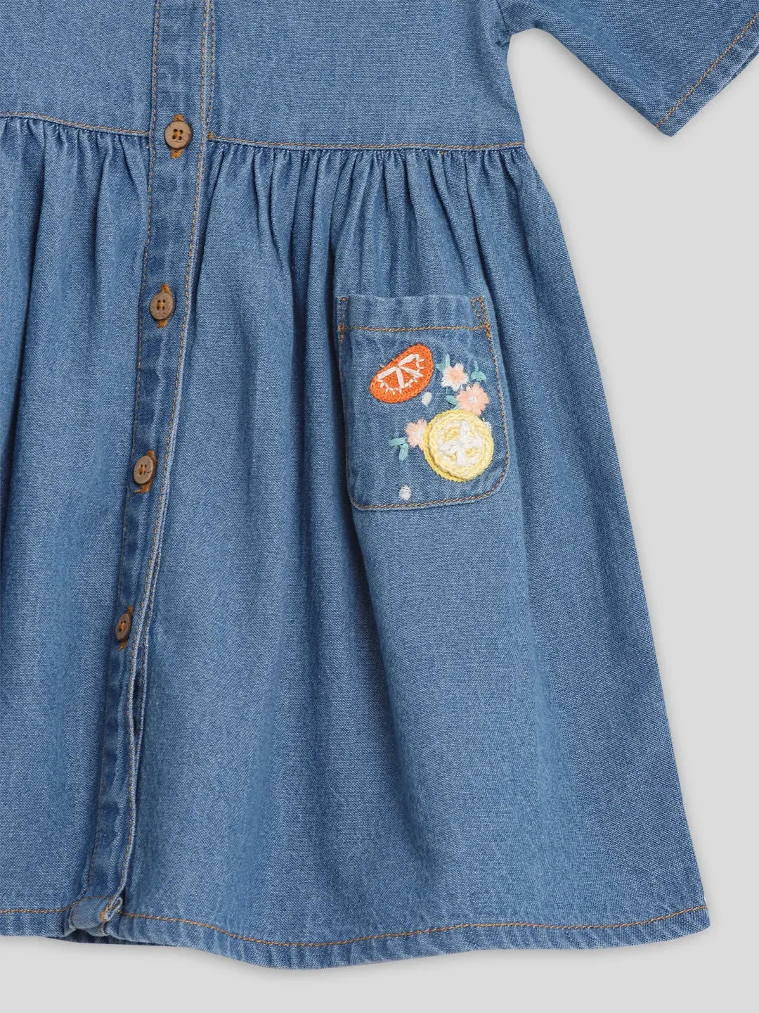 Citrus Cotton A-Line Denim Dress