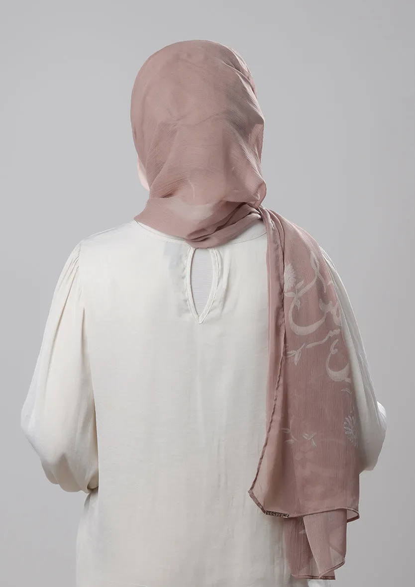 Confident Taupe-Printed Crinkled Chiffon