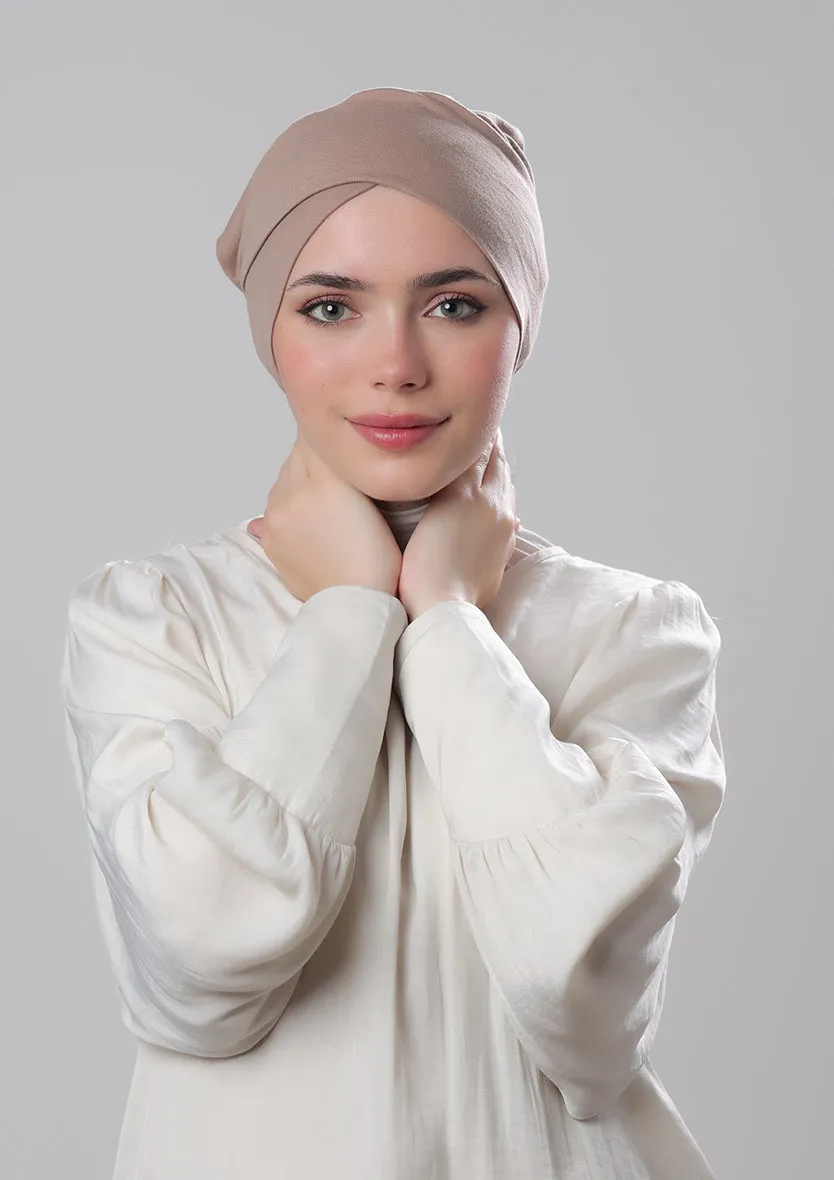 Confident Taupe-Printed Crinkled Chiffon