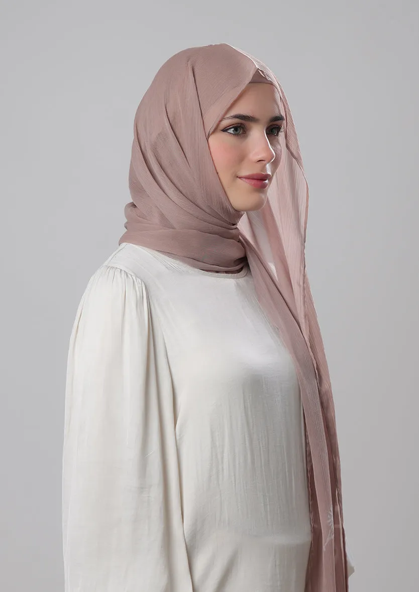 Confident Taupe-Printed Crinkled Chiffon
