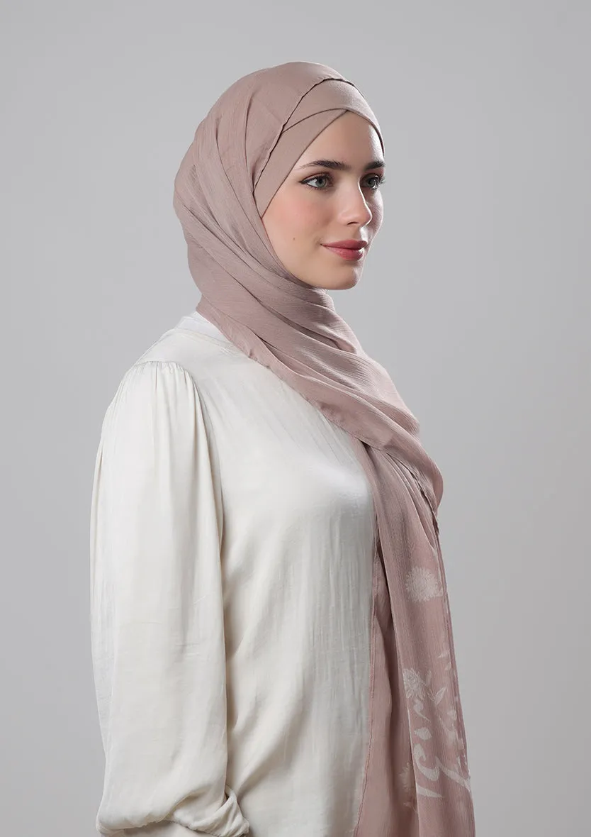Confident Taupe-Printed Crinkled Chiffon