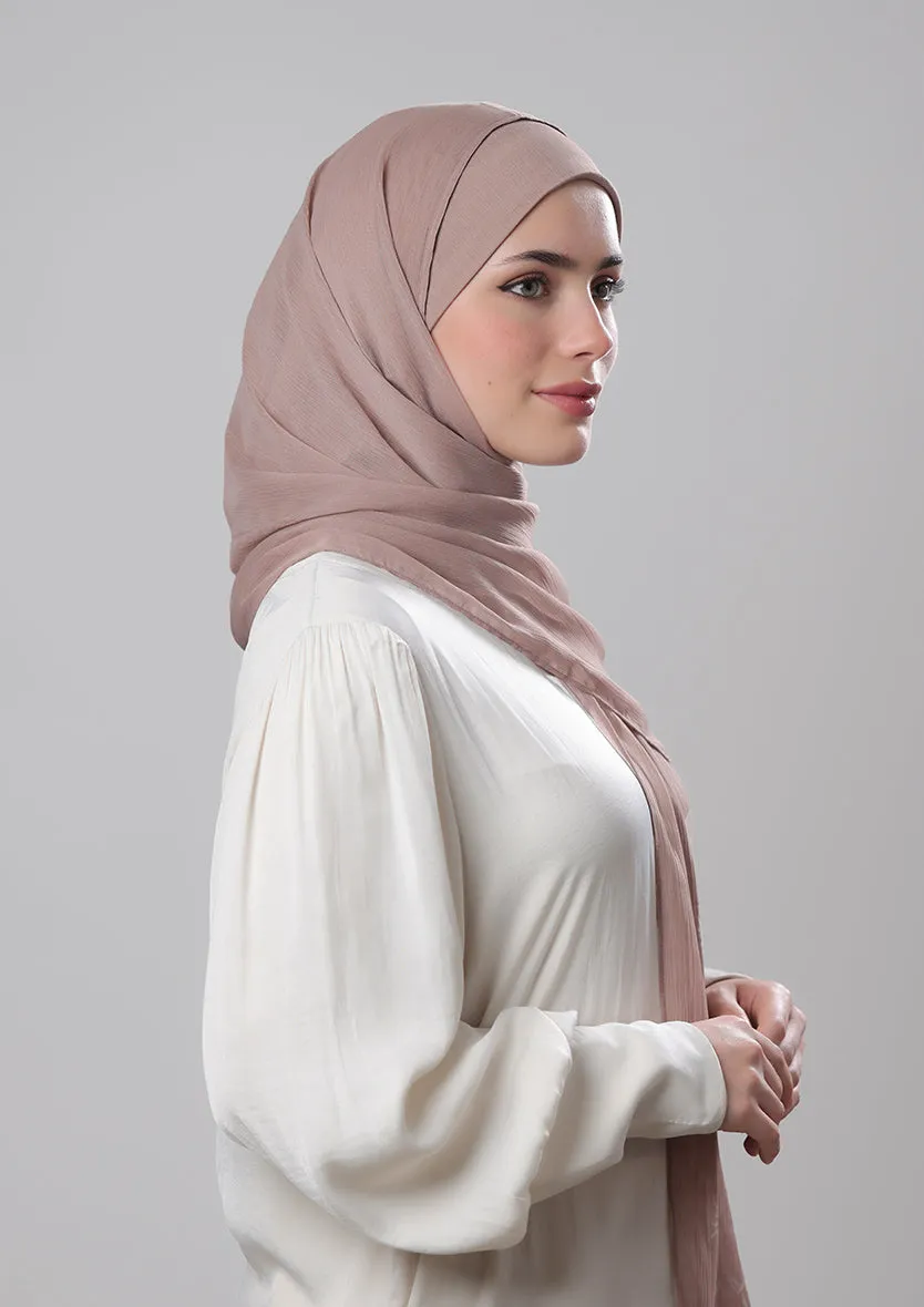 Confident Taupe-Printed Crinkled Chiffon