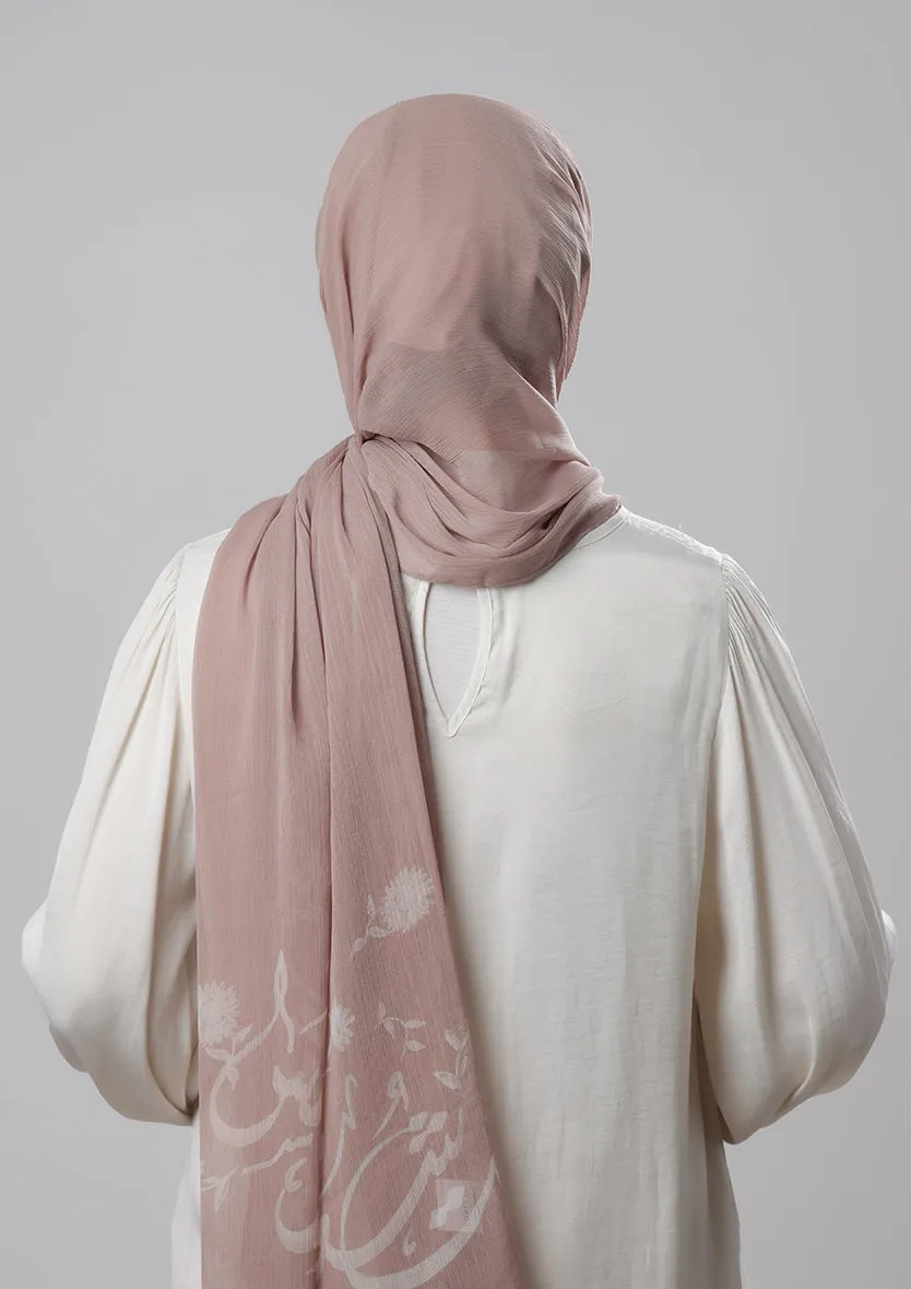 Confident Taupe-Printed Crinkled Chiffon