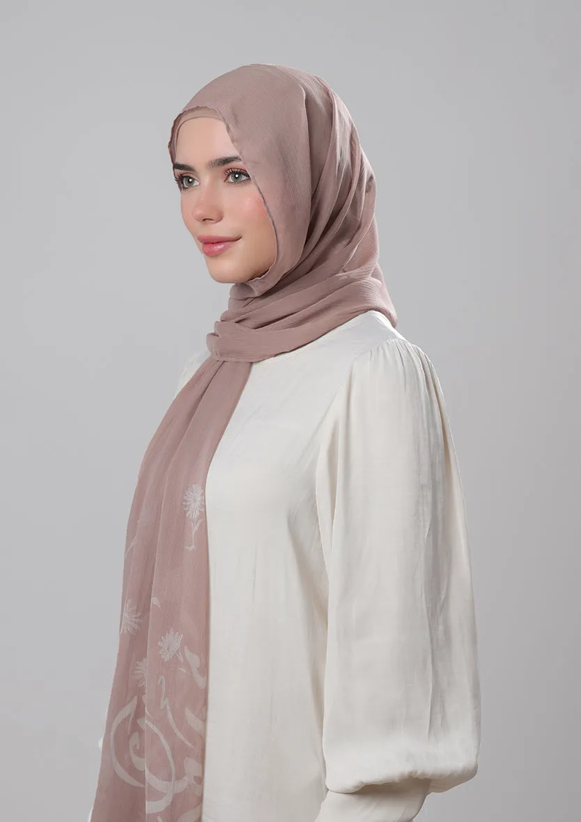 Confident Taupe-Printed Crinkled Chiffon