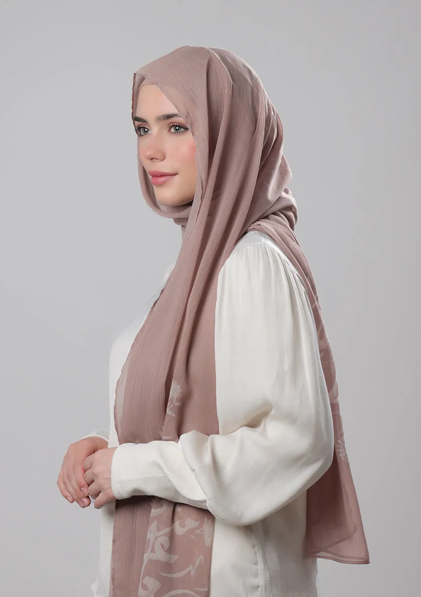Confident Taupe-Printed Crinkled Chiffon