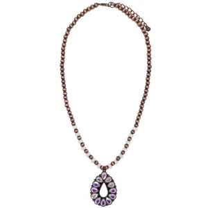 Copper and Cream Crystal Drop Necklace