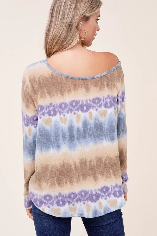 COZY TIE DYE PRINT ONE SHOULDER TOP