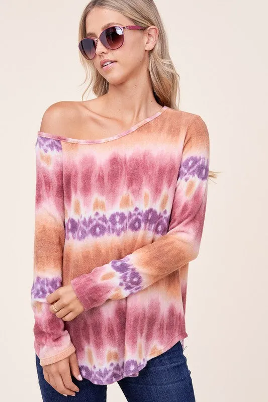 COZY TIE DYE PRINT ONE SHOULDER TOP