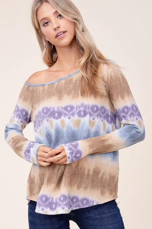 COZY TIE DYE PRINT ONE SHOULDER TOP