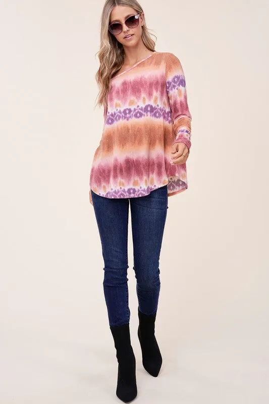 COZY TIE DYE PRINT ONE SHOULDER TOP