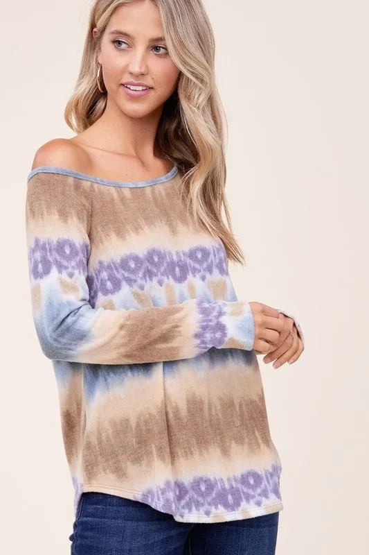 COZY TIE DYE PRINT ONE SHOULDER TOP