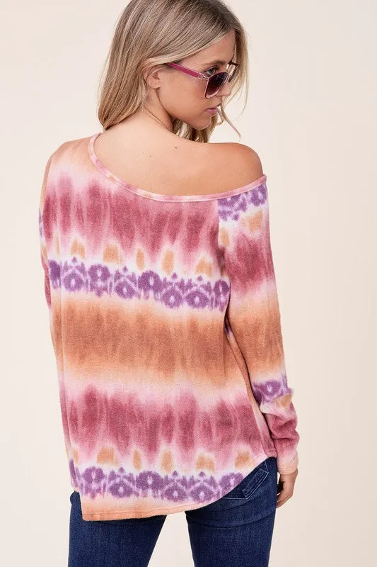 COZY TIE DYE PRINT ONE SHOULDER TOP