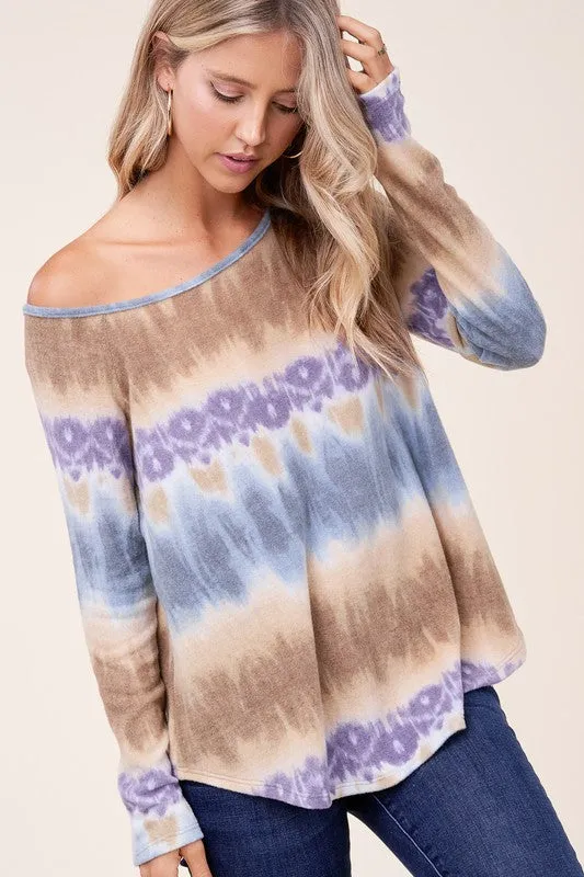 COZY TIE DYE PRINT ONE SHOULDER TOP