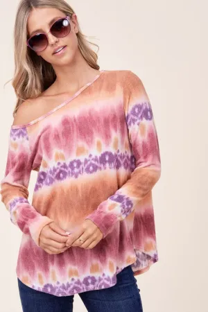 COZY TIE DYE PRINT ONE SHOULDER TOP