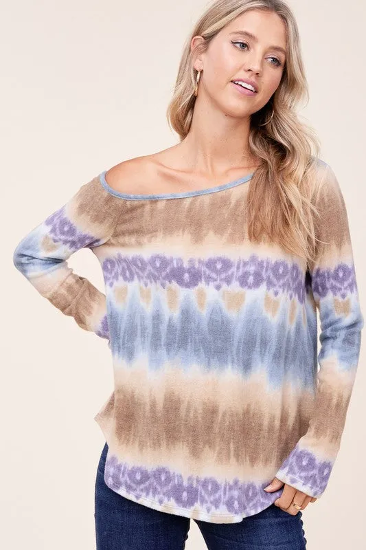 COZY TIE DYE PRINT ONE SHOULDER TOP