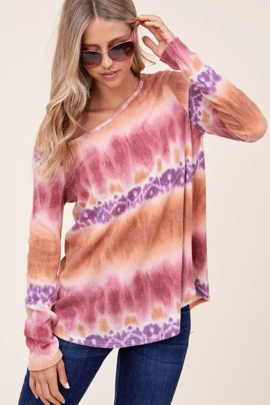 COZY TIE DYE PRINT ONE SHOULDER TOP