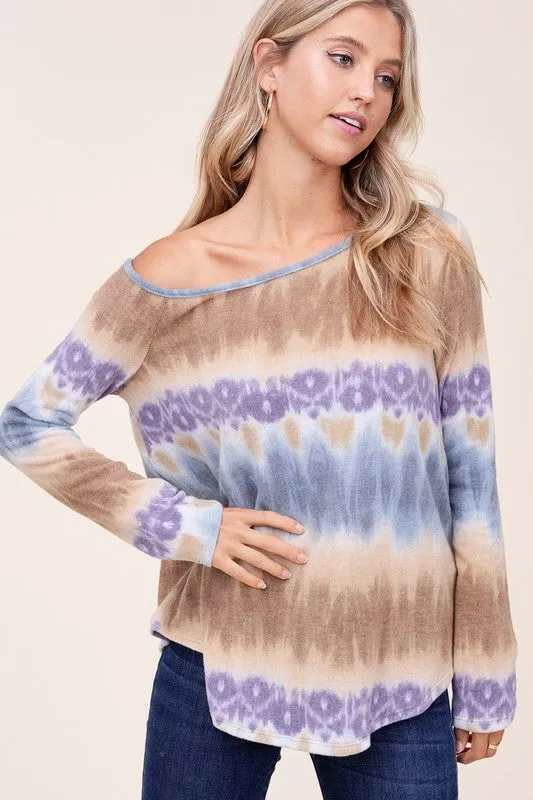 COZY TIE DYE PRINT ONE SHOULDER TOP