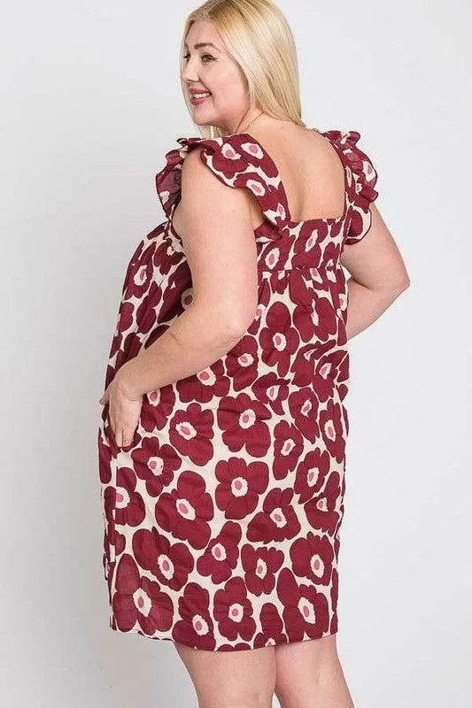 Daisy Print Baby Doll Dress Plus